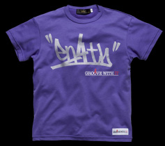 [KIDS］タギングロゴプリントTシャツ/パープル×シルバー