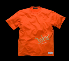 ［MENS］メッセージプリントTシャツ/オレンジ