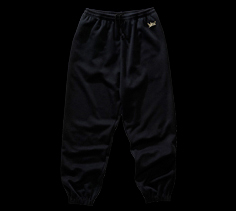 ［LADIES］タギング刺繍スウェットパンツ/ブラック×ゴールド