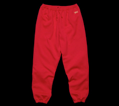 ［LADIES］タギング刺繍スウェットパンツ/レッド×ゴールド