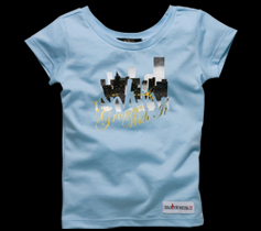 ［LADIES］CITYプリントタイトTシャツ/サックス