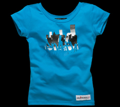 ［LADIES］CITYプリントタイトTシャツ/ターコイズ