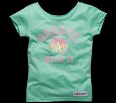 ［LADIES］アースプリントタイトTシャツ/Aグリーン