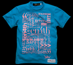 ［LADIES］ランダムロゴプリント・チビTシャツ/ターコイズ