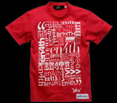 ［LADIES］ランダムロゴプリント・チビTシャツ/レッド