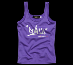 ［LADIES］タギングロゴプリントタンクトップ/パープル×シルバー