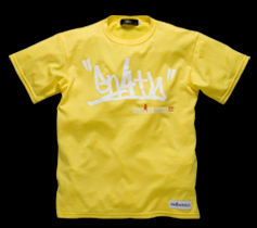 ［MENS］タギングロゴプリントTシャツ/レモンイエロー×ホワイト